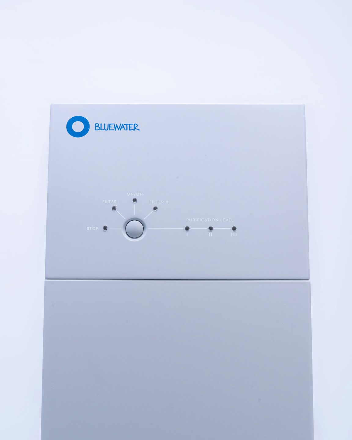 Bluewater water purification system control panel with indicator lights.